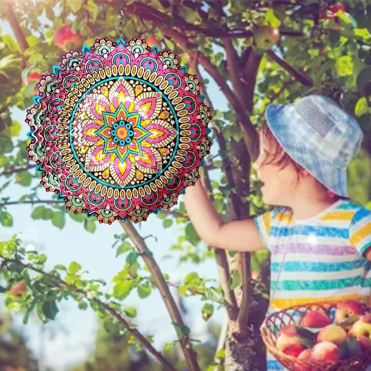 Mandala Blossom Wind Spinner - Metal Wind Spinners | 12inch 3D Kinetic Laser Cut Hanging Wind
