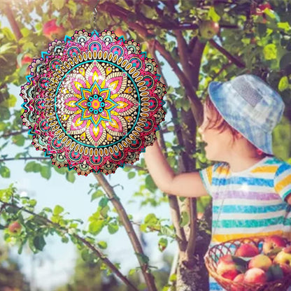 Mandala Blossom Wind Spinner - Metal Wind Spinners | 12inch 3D Kinetic Laser Cut Hanging Wind