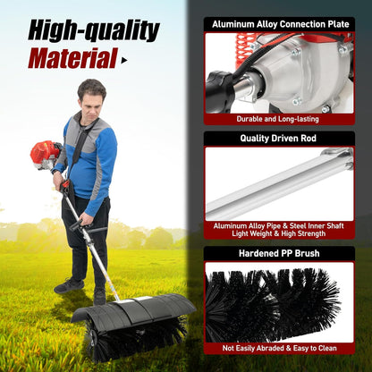 Gas Handheld Sweeper, 52CC 2 Stroke 2.3hp Engine Power Snow Sweeping Grass Handheld Sweeper Power
