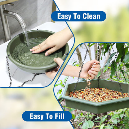 Hanging Bird Bath，2 in 1 XL Hanging Bird Feeder & Birds Bath for Outside