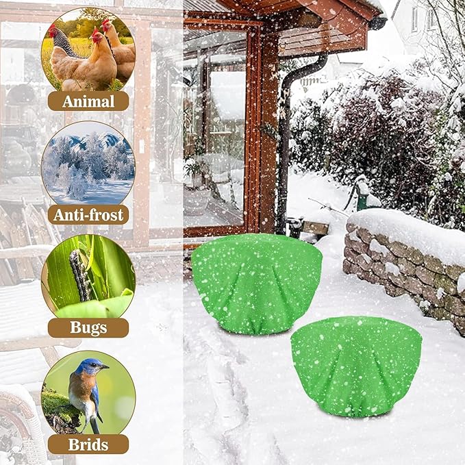 ANPHSIN 3 Pcs Plant Covers Freeze Protection - 19.6in x 39.3in Winter Shrub Plant Protection Bags