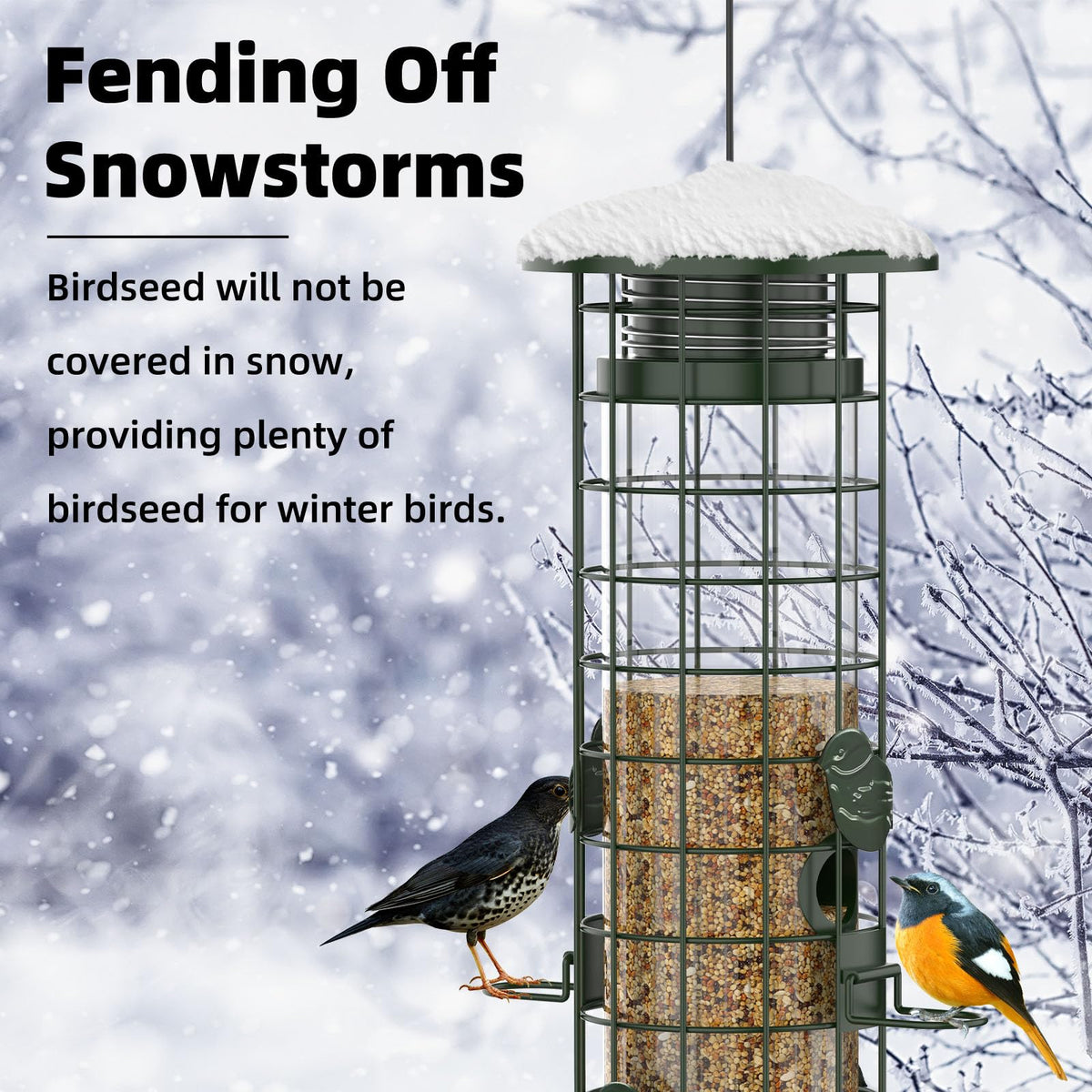 Squirrel Proof Bird Feeder,Metal Mesh Bird Feeders for Outdoors Hanging,Gravity Protection Squirrel