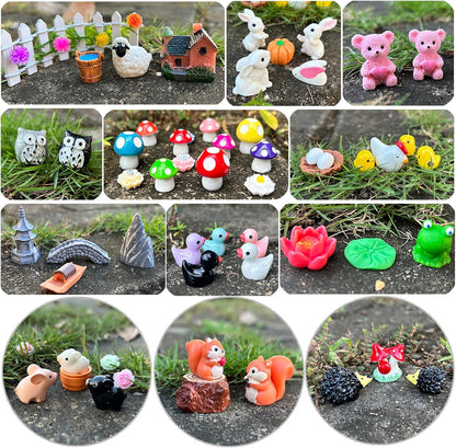 Mini Fairy Garden Accessories 103 PCS Mini Resin Animals for Terrarium Decor Bulk Miniature Garden