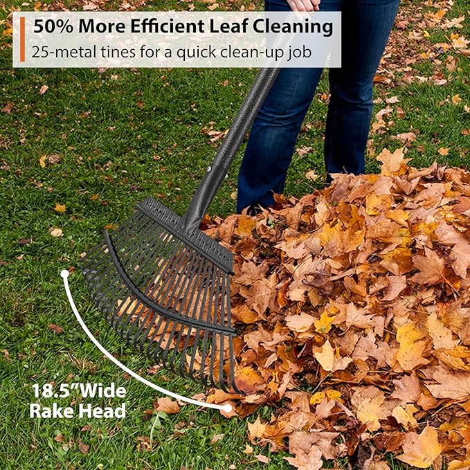 Rake for Leaves Heavy Duty, Large Garden Leaf Rakes for Lawns, 65 Inch Gardening Rake with