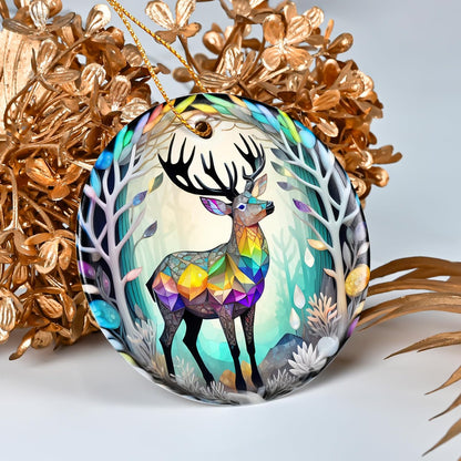 Colorful Ceramic Elk Christmas Ornament, Elk Ornaments for Christmas Tree, Holiday Decorations