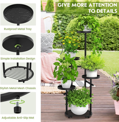TOSKING 5 Tier Tall Plant Stand Indoor Outdoor, Heavy Duty Corner Plant Stand with Space-Saving