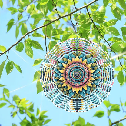 Mandala Wind Spinner for Yard and Garden 3D Stainless Steel Wind Spinner Unique Gift Outdoor Metal