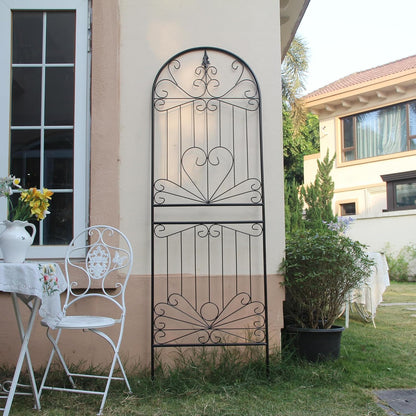 SCENDOR Trellis for Climbing Plants 82.7" H x 26.7" W Tall Garden Trellis Wrought Iron Heavy Scroll