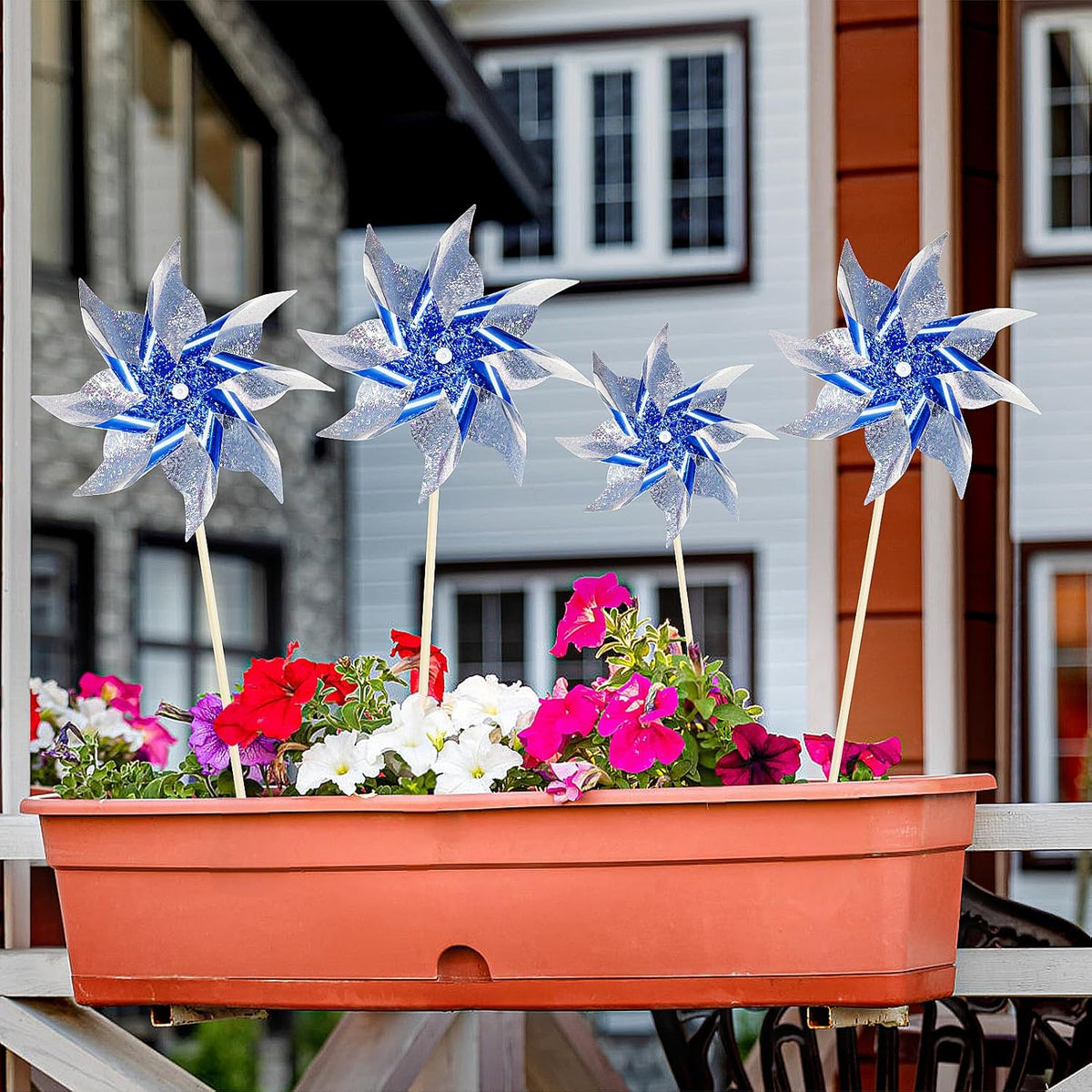 10 Pack Reflective Pinwheels for Yard and Garden, Wind Spinners Outdoor Bird Scare Devices, Sparkly