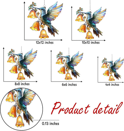Hummingbird Flower Acrylic Suncatcher Stained Glass Effect Window Car Hanging Christmas Ornament