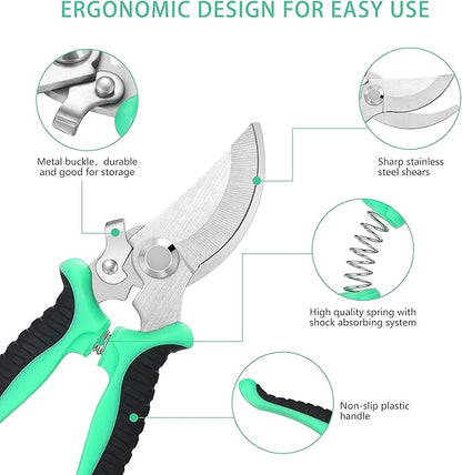 5‑Piece Garden Pruning Shears Set with Gloves & Storage Bag – Stainless Steel Trimming Scissors for