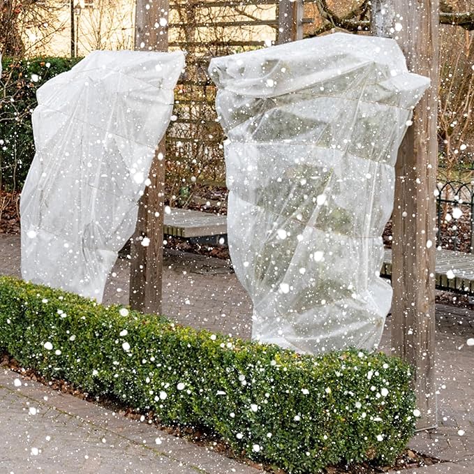 ANPHSIN 2 Pcs Extra Large Winter Plant Cover Freeze Protection - 71" x 83" Plastic Plant Frost Bags