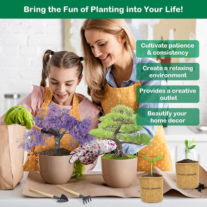 Bonsai Tree Kit, Complete Bonzai Tree Starter Kits with Tools, Unique DIY Gardening Gifts for Mom