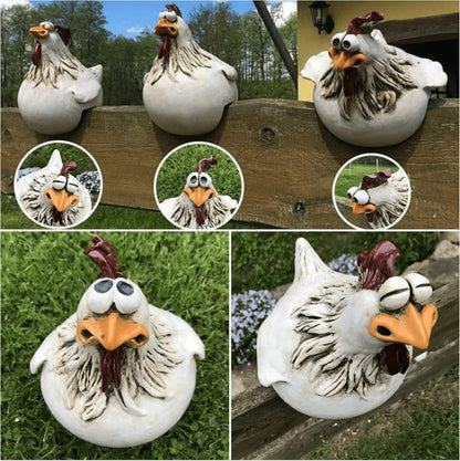coolboy Chicken Fence Decoration Funny Farm Sculpture Chicken Decorations for Home Garden