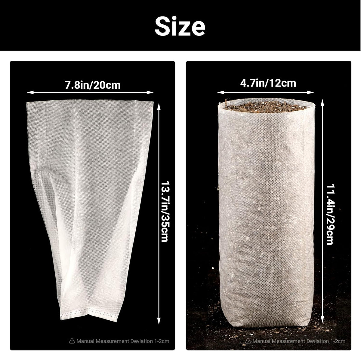 100pcs Nursery Bags for Plants - 7.87x13.77 inches Breathable Plant Grow Bags, Fabric Grow Seedling
