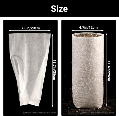 100pcs Nursery Bags for Plants - 7.87x13.77 inches Breathable Plant Grow Bags, Fabric Grow Seedling