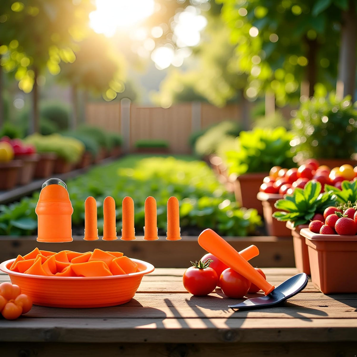 Orange Silicone Thumb Cutter Set, Separator Finger Plant Fruit Picking Tool,Fruit and Vegetable
