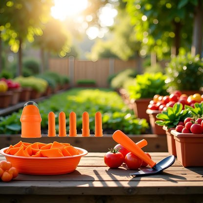 Orange Silicone Thumb Cutter Set, Separator Finger Plant Fruit Picking Tool,Fruit and Vegetable