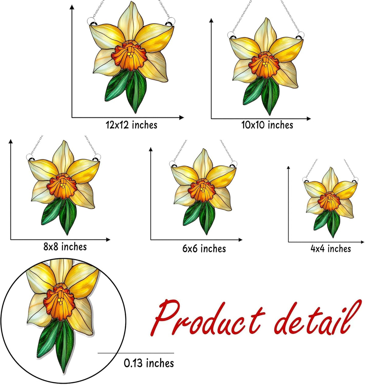 Daffodil March Birth Month Flower Acrylic Suncatcher Stained Glass Effect Window Car Hanging