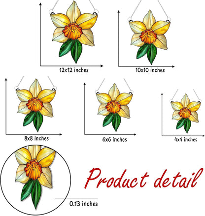 Daffodil March Birth Month Flower Acrylic Suncatcher Stained Glass Effect Window Car Hanging
