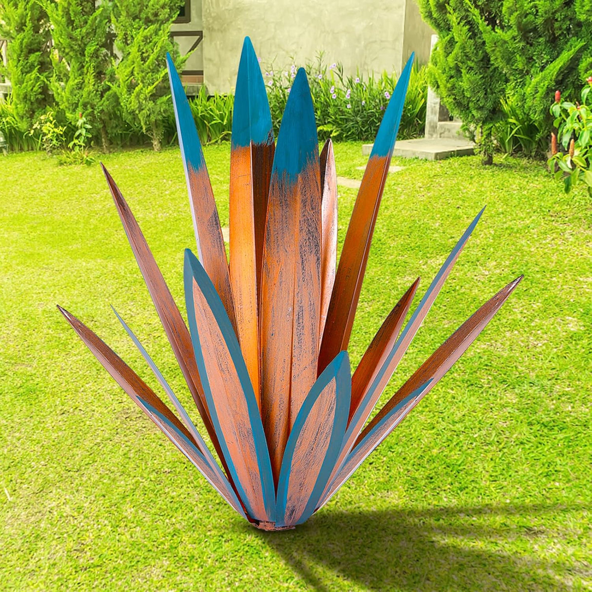 TOMBABY Large Leaf Thickened Metal Agave Plant Outdoor Decoration Desert Courtyard Art Plant Garden