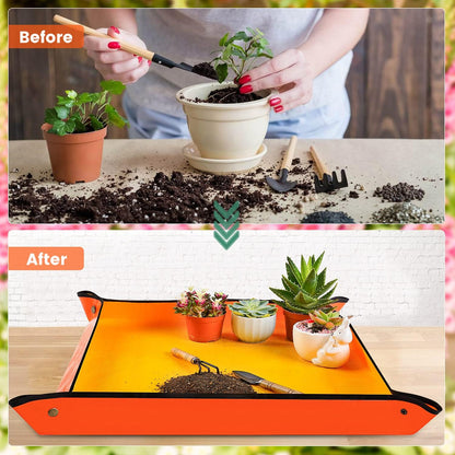 Repotting Mat for Indoor Plant Transplanting & Potting Soil Mess Control, 26.8" X 26.8" Portable