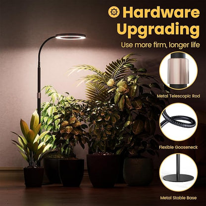 Grow Light Plant Light for Indoor Plants, Full Spectrum Grow Lamp with Pedestal Stand, Automatic