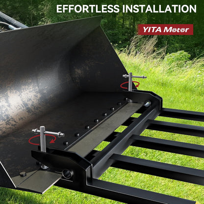YITAMOTOR Clamp on Debris Forks Fits 48'' Bucket, 2500 lbs Heavy Duty Quick Attach Pallet Forks for