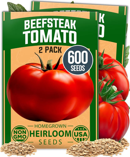 HOME GROWN Beefsteak Tomato Seed 2Pack - 600 Heirloom Tomato Seeds for Planting Outdoors