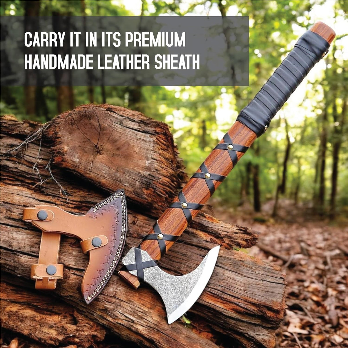 Viking Axe of Ragnar Lothbrok Hunting Axe with Rosewood Handle - Hand-Forged High Carbon Steel