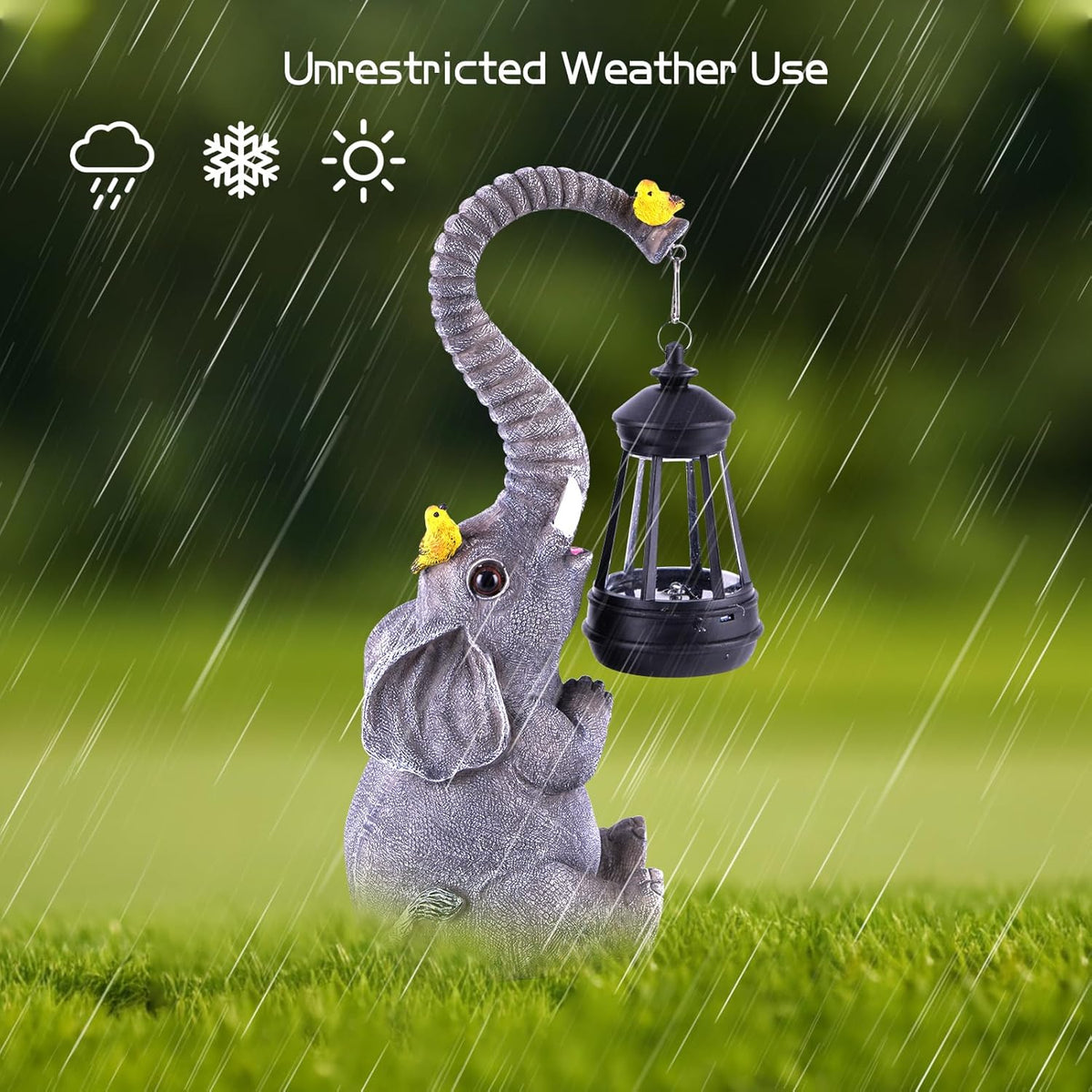 ILLUMINEW Solar Outdoor Garden Decor Elephant Statues Lights, Lucky Elephant Unique Mom Birthday
