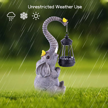 ILLUMINEW Solar Outdoor Garden Decor Elephant Statues Lights, Lucky Elephant Unique Mom Birthday
