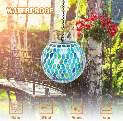 Solar Lanterns Outdoor Waterproof Hanging Solar Mosaic Lantern Outdoor Hanging Lights Waterproof