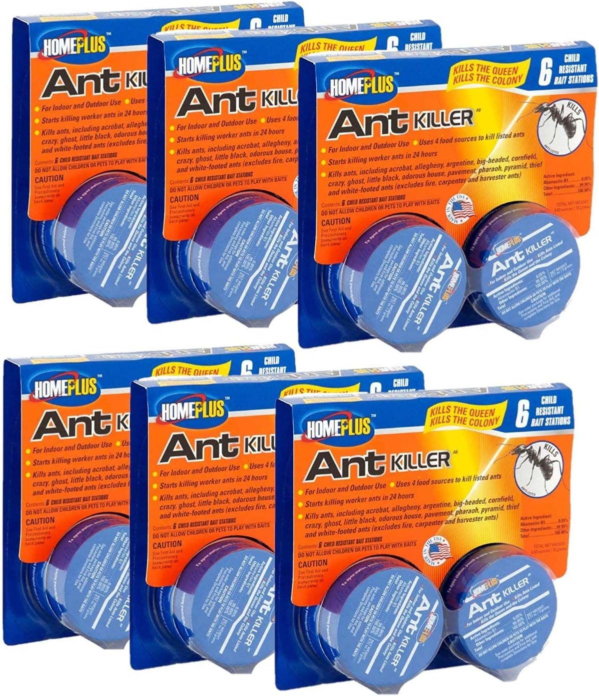 Homeplus Ant Killer Child Resistant Bait Stations, 6 Count, 6 Pack, 36 Total