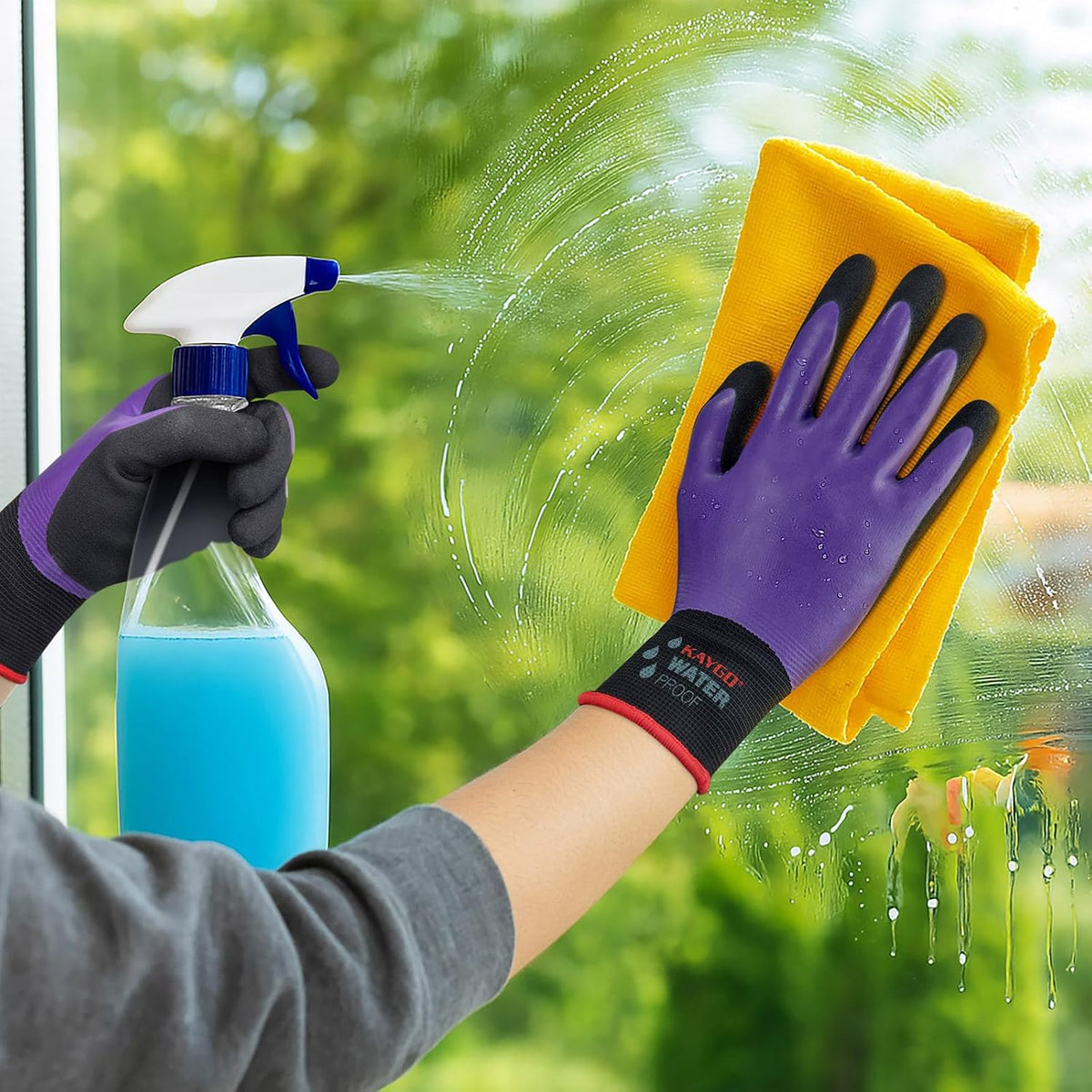 KAYGO Waterproof Work Gloves for Men and Women, Rubber Coated Non-slip Working Gloves for Garden