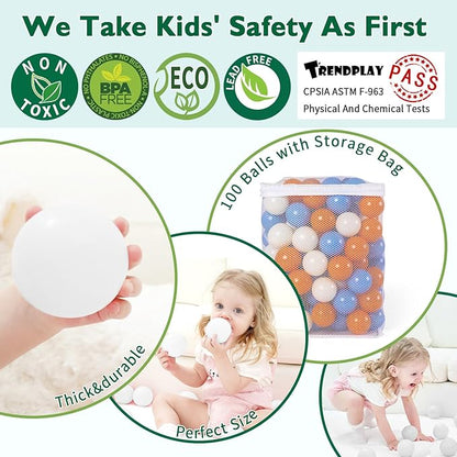TRENDPLAY Plastic Balls for Ball Pits 2.2 Inch, Pack of 50 100 200 500 Hollow Balls, Perfect for
