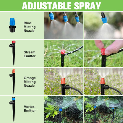 TJJFMM 230FT Drip Irrigation System for Garden with 40 Nozzles & Emitters, Garden Watering System