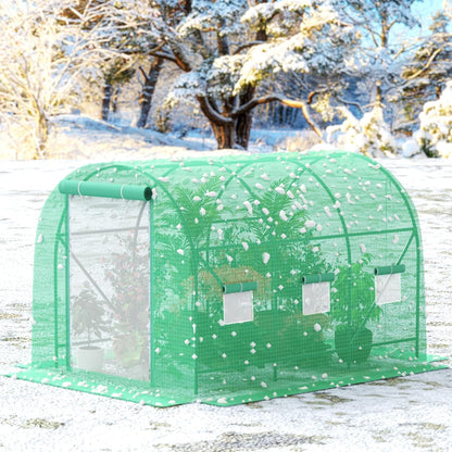 10x7x7 ft Greenhouse, Outdoor Walk-in GreenHouses with Screen Windows and Dual Zippered Door