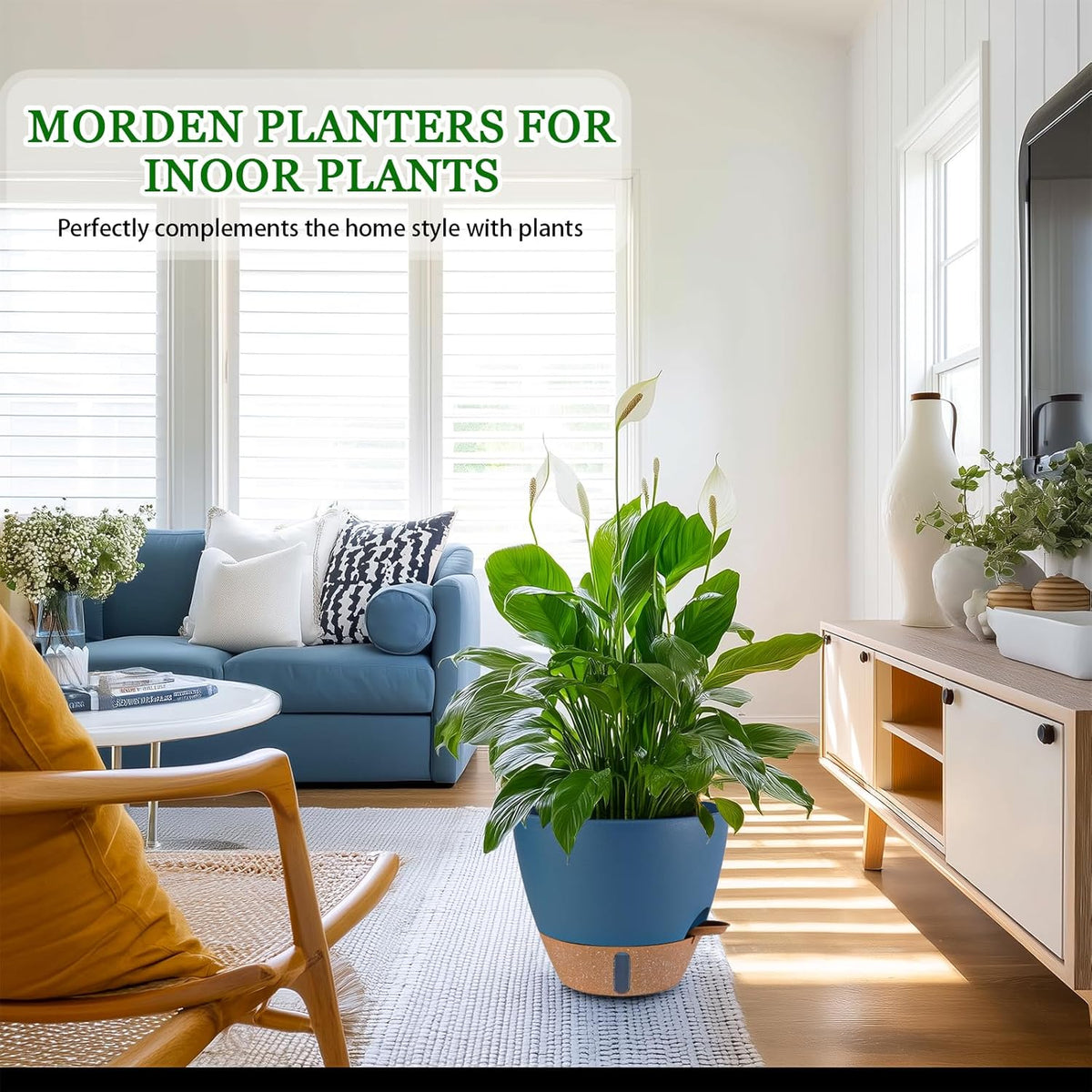 2 Pack 10 inch Plant Pots, Plastic Self Watering Planters with Drainage Holes, Deep Reservoir