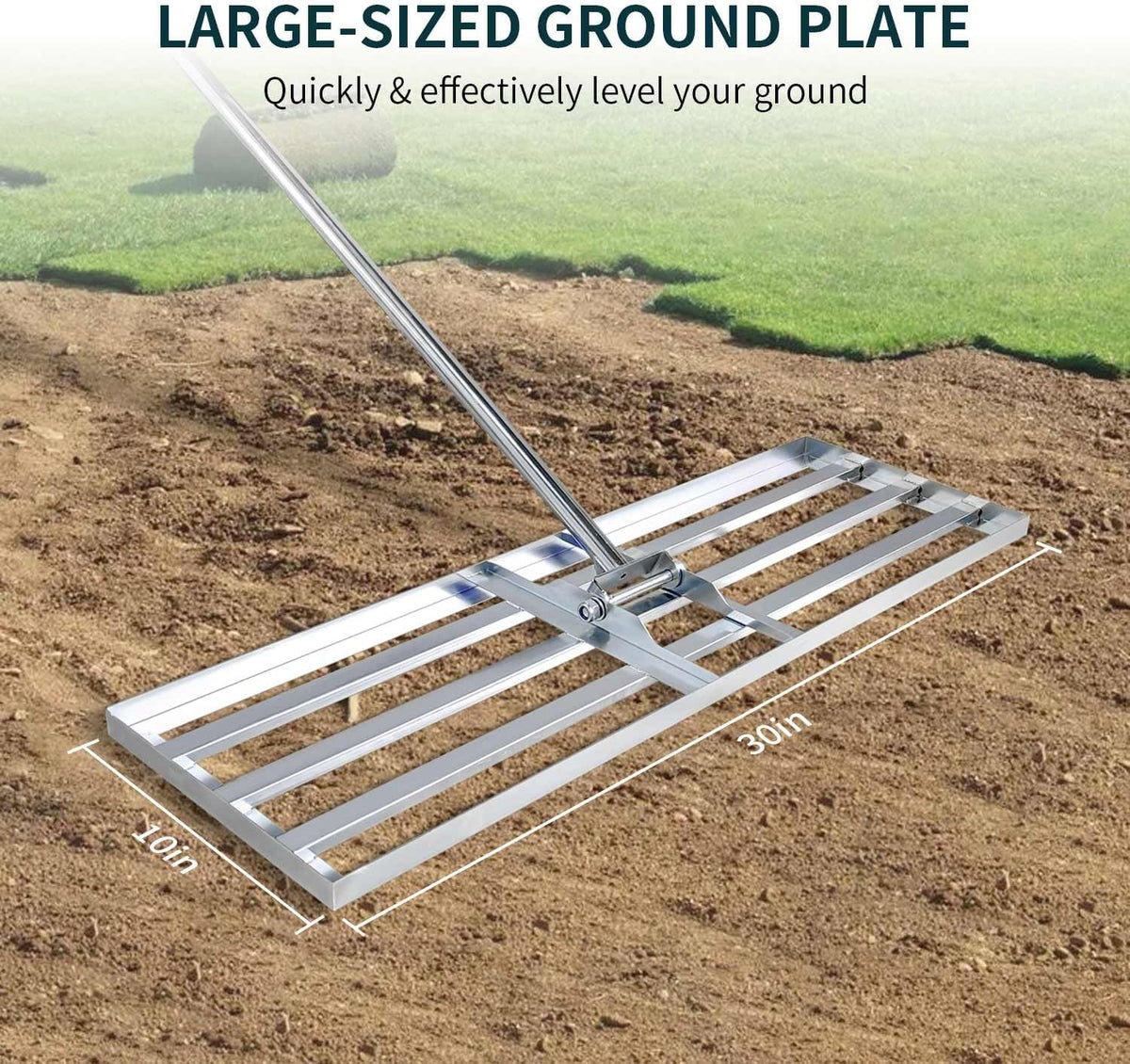 Lawn Leveling Rake 30x10 inch, (Professional-Grade) Lawn Leveler Tool, Handle Rakes for Lawns Heavy