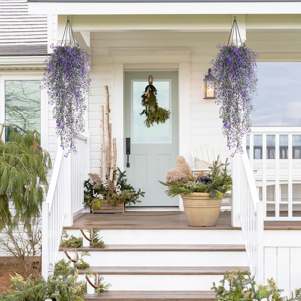 RECUTMS Artificial Vine Plants 2 Pack Fake Hanging Flower Plants Faux Ivy Vine Leaves Plastic Baby