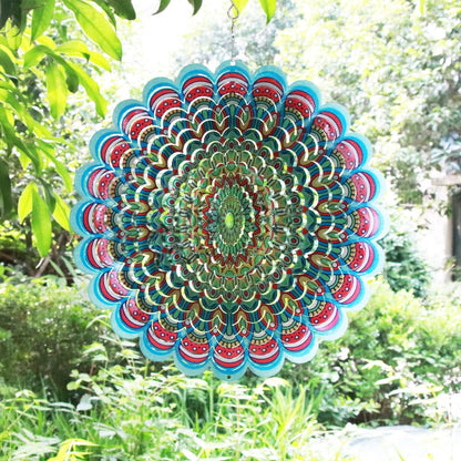 SPRING SONG Colorful Mandala Kinetic Wind Spinner for Yard and Garden Stainless Steel Spinner