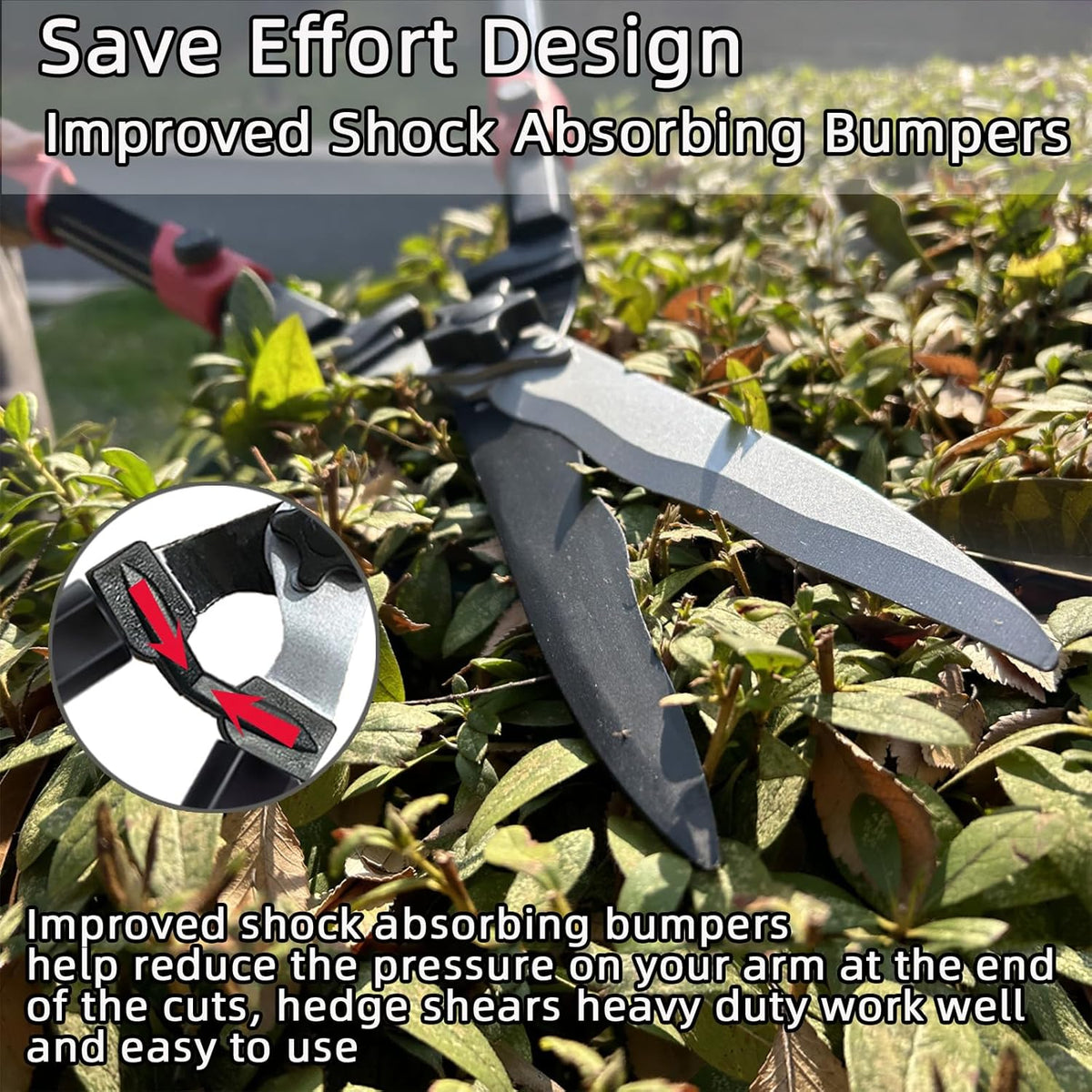 Hedge shears, Extendable 26"-32" Hedge Clippers with Sharp Wavy Blade, Manual Hedge Trimmer for