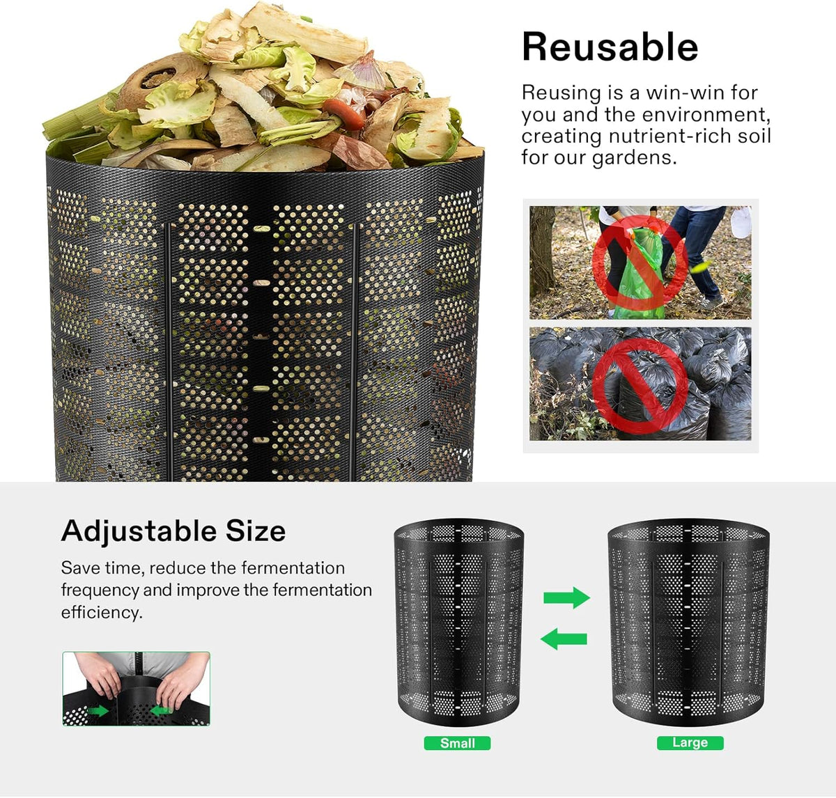 VIVOSUN 500 Gallon Outdoor Compost Bin, Expandable Composter, Easy to Setup & Large Capacity for