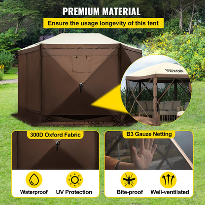 VEVOR Pop Up Gazebo Screen Tent, Pop-Up Instant Gazebo Tents with Mosquito Netting Outdoor Canopy