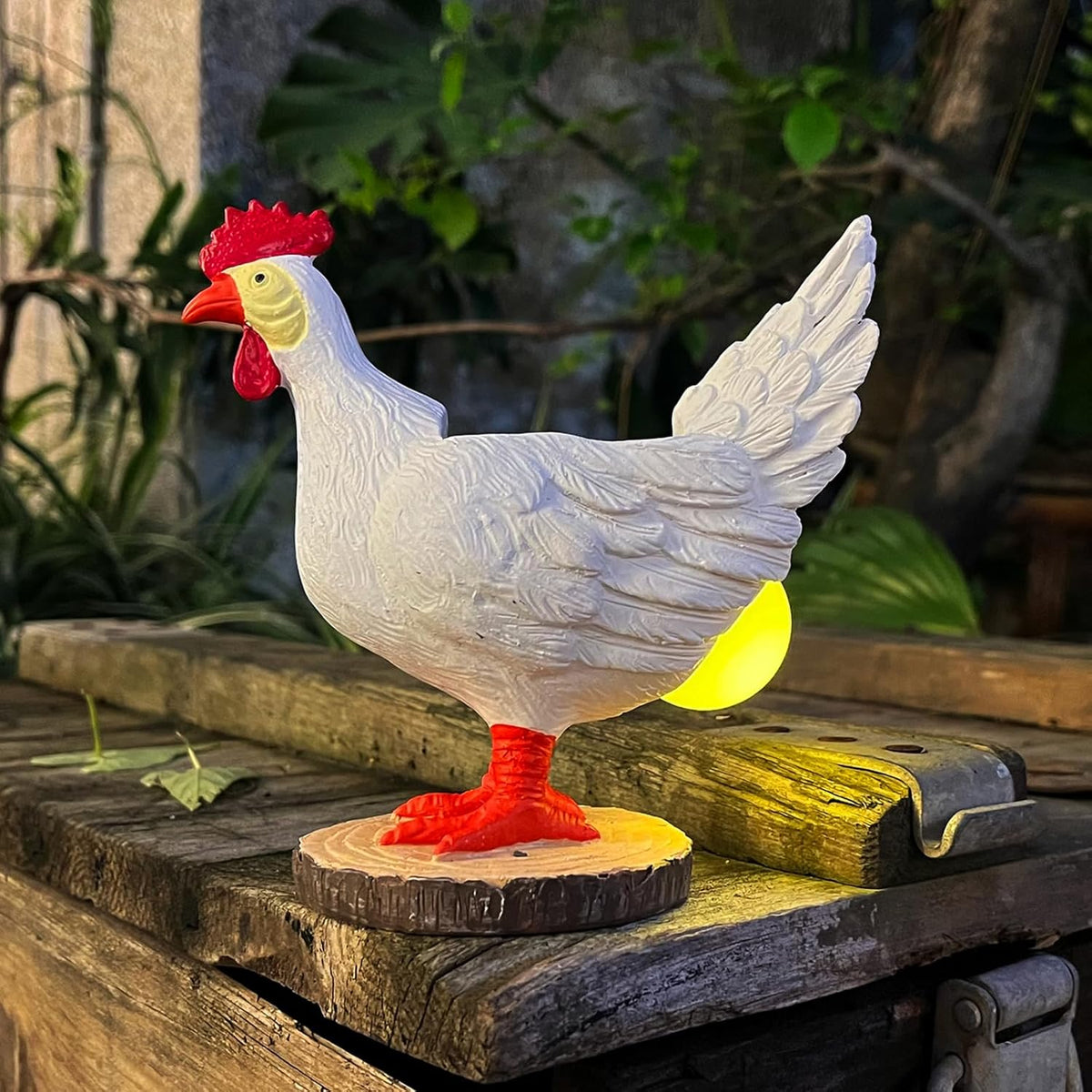 Solar Garden Statues Outdoor Decor - Miniature Chicken Egg Lamp Figurine Thanksgiving Decorations