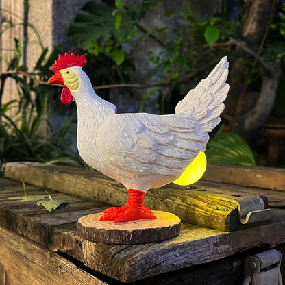 Solar Garden Statues Outdoor Decor - Miniature Chicken Egg Lamp Figurine Thanksgiving Decorations