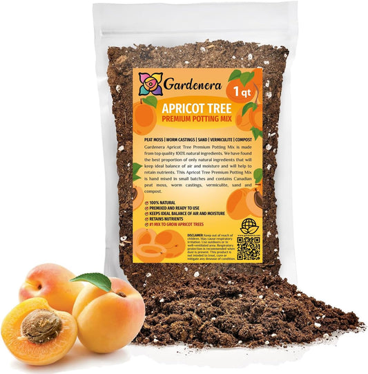 Gardenera Premium Apricot Potting Soil Mix - Ideal Nutrient Blend for Growing Robust, Flavorful