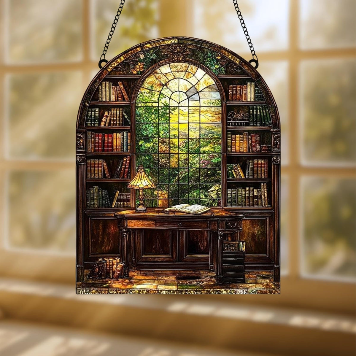 Library Books Bookish Acrylic Suncatcher Stained Glass Effect Window Car Hanging Christmas Ornament