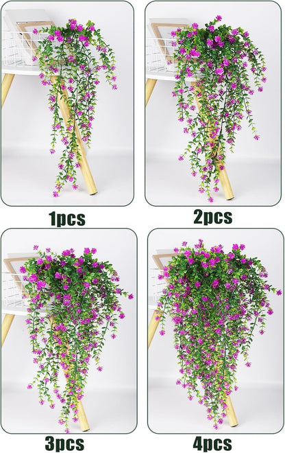 SJL Faux Hanging Plant 4 Pack Hanging Vines Plants Indoor Realistic Artificial Fake Small Hang